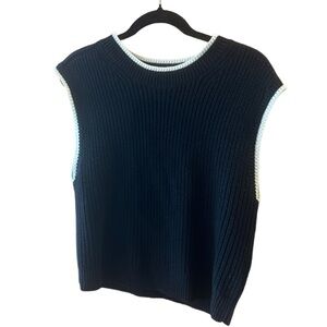 Abercrombie & Fitch Charcoal Knit Top with Cream Trim